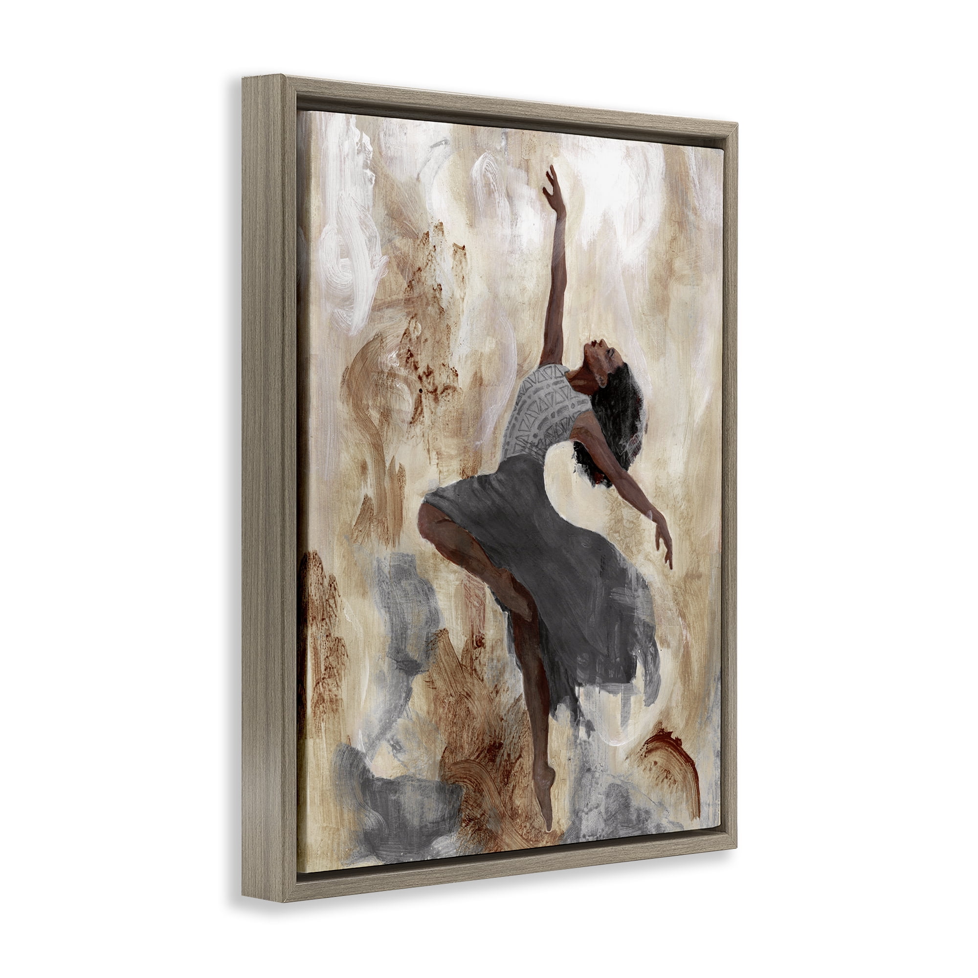 Stupell Industries Rustic Dancing Woman Novelty Painting Brown Floater Framed Art Print Wall Art, 25 x 31