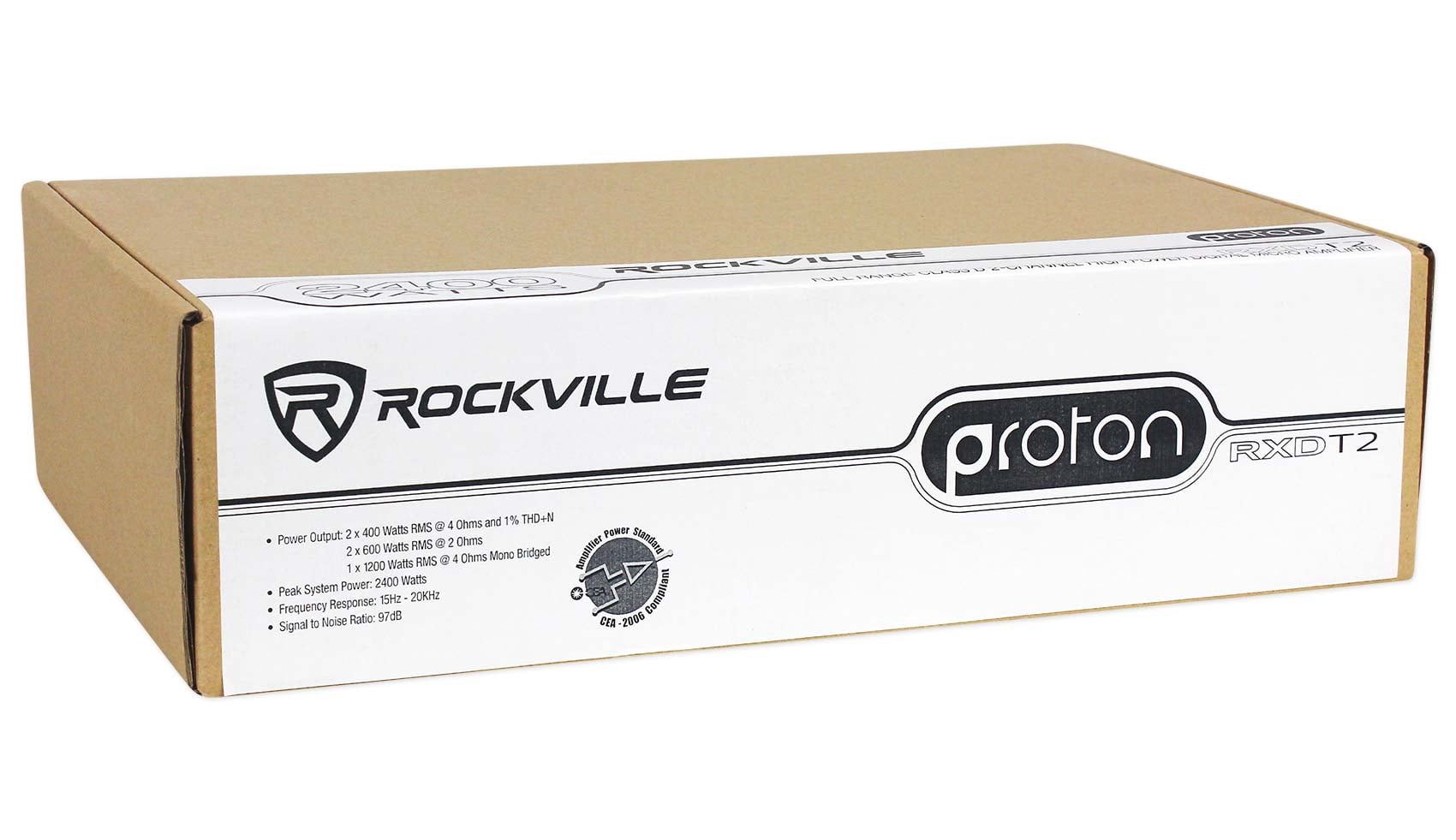 Rockville RXD-T2 Micro Car Audio Class D Amplifier 2400w 2 Channel 2x600W RMS