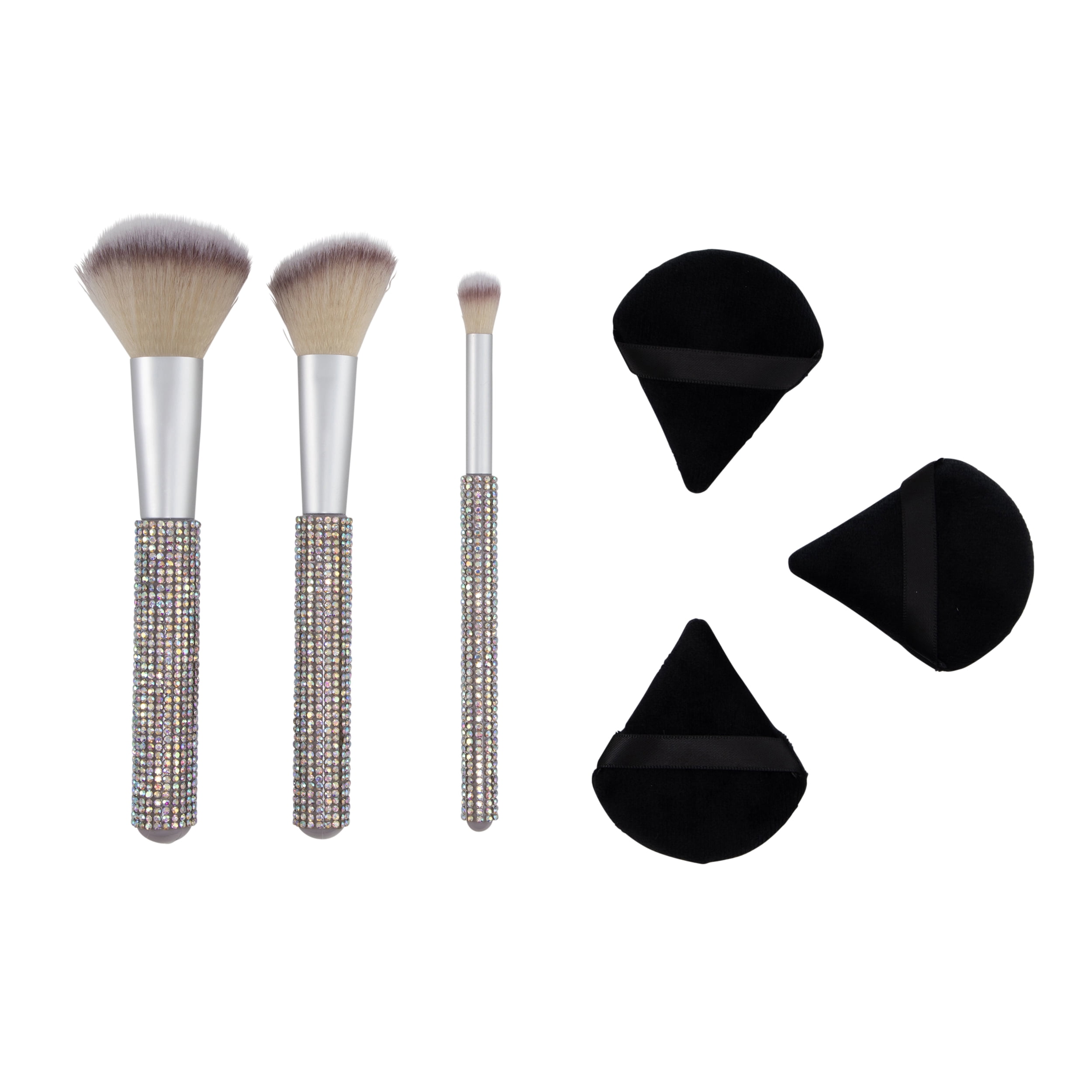 6 pc Bling Brush and Puff Set