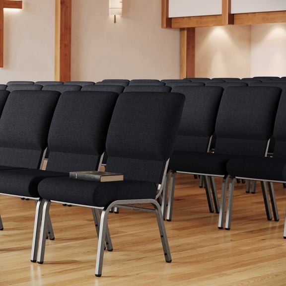 Emma   Oliver Black Church Chair 20.5 in. Wide
