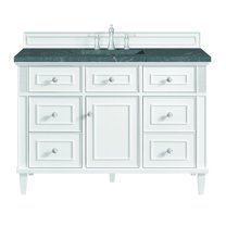 James Martin Vanities 48" Single Vanity, Bright White w/ 3 CM Parisien Bleu Quartz Top