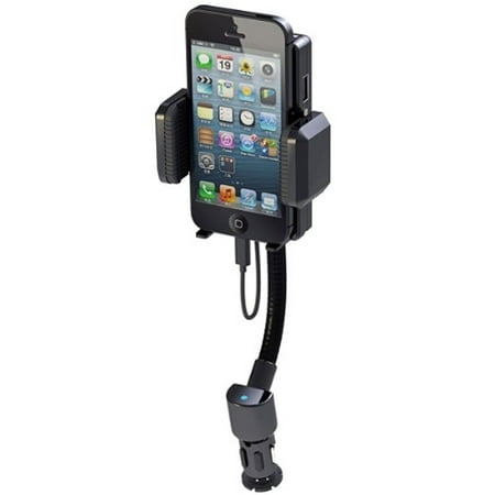 All-in-one Car Mount FM Transmitter Charging Holder Extra USB Port Dock Cradle Gooseneck Rotating 3D for iPhone 5 5C 5S 6 6S 7