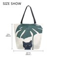 thumbnail image 5 of FORMRS Womens Canvas Tote Bag with Zipper Inner Pocket Shoulder Handbag, Black Cat Plants, 5 of 7