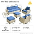 thumbnail image 3 of XIZZI 8 Pieces Outdoor Patio Furniture All Weather Rattan Conversation Set High Back Seating Set Modular Outside Sectional Sofa with Swivel Rocking Chairs for Porch,Navy Blue, 3 of 9