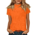 thumbnail image 2 of Qwertyu Summer Tops for Women Spring Short Sleeve Mock Neck Shirts Beach Vacation Plus Size Workout Tshirts Casual Clothes 2026 Orange M, 2 of 6