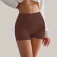 thumbnail image 2 of CFLVAEK Bike Shorts for Women Stretch Comfy High Waist Bike Short Solid Color Tummy Control Shorts for Yoga Running Gym Fitness Brown L, 2 of 5