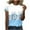 Light Blue, variant on WREESH Floral Print Crew Neck T-Shirt Women's Fashion Short Sleeve Summer Top with 3D Print Pink