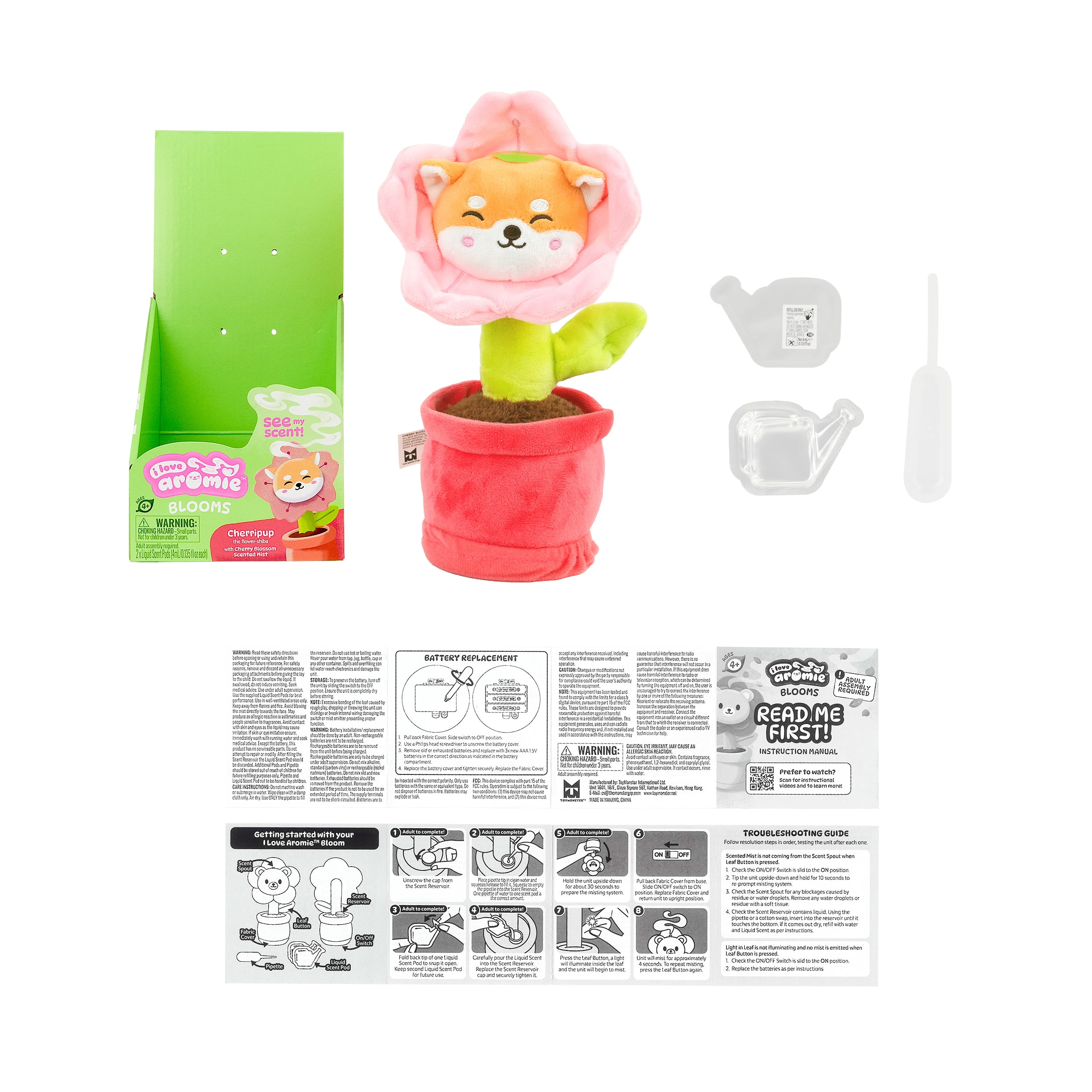 i love aromie™ Cheeripup - Cherry Blossom Scented Flower Plush with Visible Magic Mist. Refillable Fragrance Toy for Kids 4+