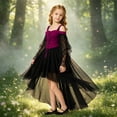 thumbnail image 6 of Halloween Girl's Witch Dress Cosplay Fall Y2K Off Shoulder Lace Up Mesh A Line Party Birthday Prom Short Dresses for Halloween Cosplay, 6 of 8