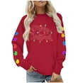 thumbnail image 5 of DDAPJ pyju Merry Christmas Sweatshirt for Women Oversized Letter Graphic Sweatshirts Xmas Holiday Long Sleeve Pullover Trendy Casual Y2K Outfits Red M, 5 of 8