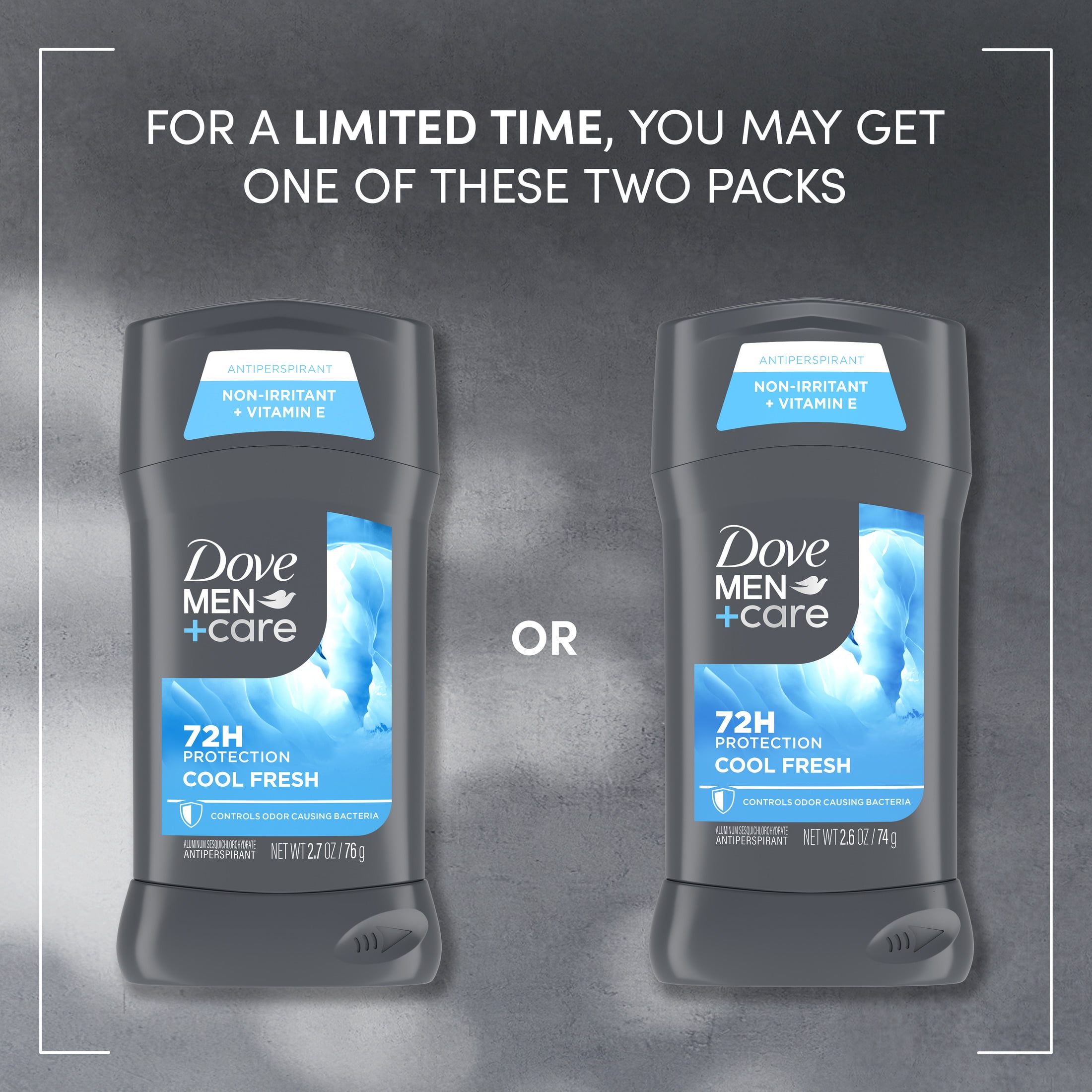 Dove Men+Care Antiperspirant Deodorant For A Long-Lasting Aqua Scent Cool Fresh With 72H Protection ,2.6 oz