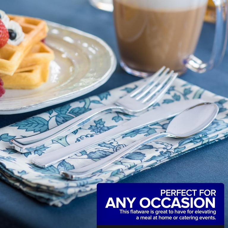 Stock Your Home 75-Piece Silver Plastic Silverware Set photo 3