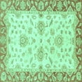 thumbnail image 1 of Ahgly Company Machine Washable Indoor Square Oriental Turquoise Blue Traditional Area Rugs, 6' Square, 1 of 4
