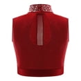 thumbnail image 2 of YiZYiF Kids Girls Lyrical Dance Crop Top Mock Neck Sleeveless Rhinestones Dancing Vests Tank Tops Burgundy 10, 2 of 6