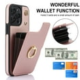 thumbnail image 4 of SaniMore for iPhone 14 Plus Case, Luxury PU Leather Card Holders Flip Kickstand Metal Finger Ring Shockproof Drop Resistant Crossbody Lanyard for Girls Women Stylish Accordion Design, Rosegold, 4 of 7