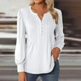 thumbnail image 2 of BLVB Womens Fall Spring Shirts V Neck Button Pleated Long Sleeve Tunic Tops Casual Ladies Going out Blouse Tees, 2 of 5