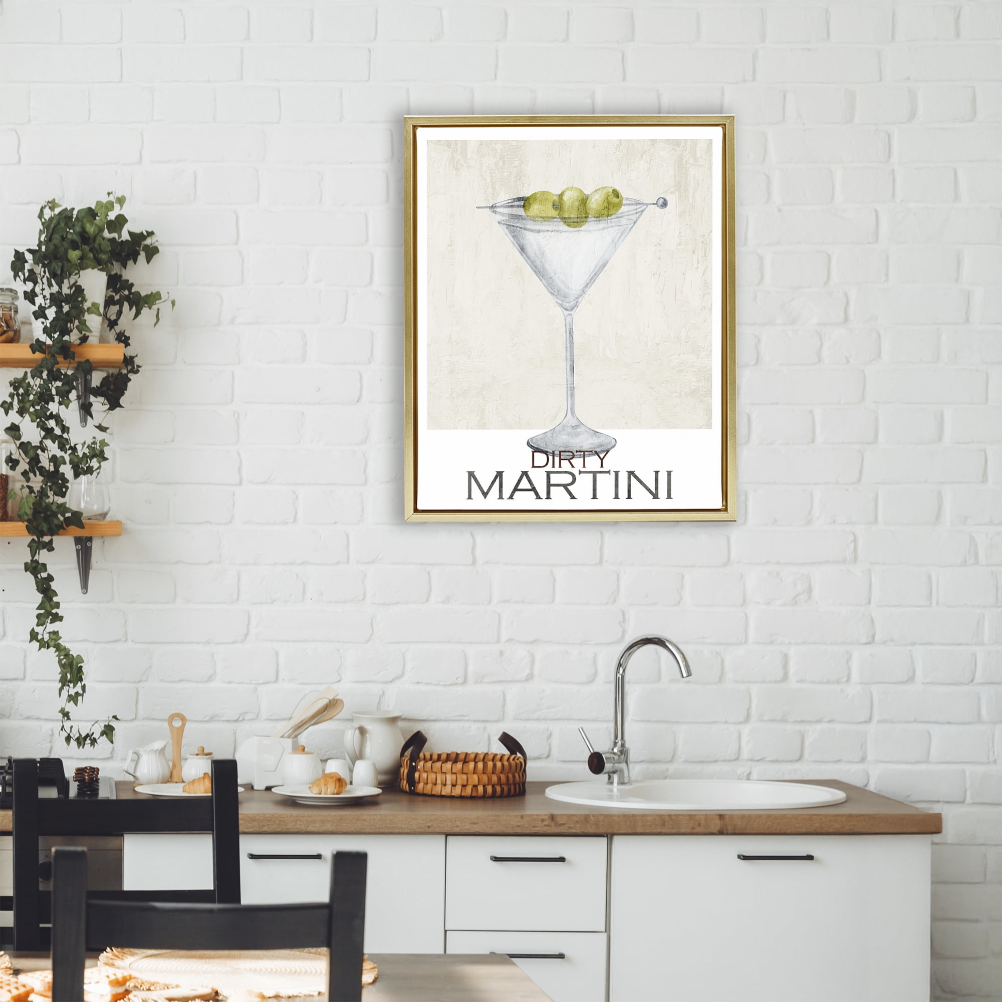 Stupell Industries Dirty Martini Olives Gold Framed Floater Canvas Wall Art, design by Kim Allen