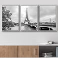 thumbnail image 2 of wall26 - 3 Piece Framed Canvas Wall Art - Paris Eiffel Tower from Seine. Cityscape in Black and White - Modern Home Art Stretched and Framed Ready to Hang - 24"x36"x3 White, 2 of 5