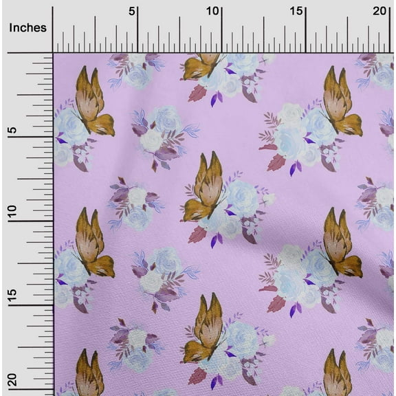 oneOone Georgette Viscose Light Purple Fabric Florals Diy Clothing Quilting Fabric Print Fabric By Yard 42 Inch Wide-OBE