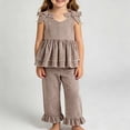 thumbnail image 2 of WRKEKC Girls Summer Outfits Solid Plaid Bow Halter Sleeveless Top and Wide Leg Pants Set for 0-5 Years, 2 of 5