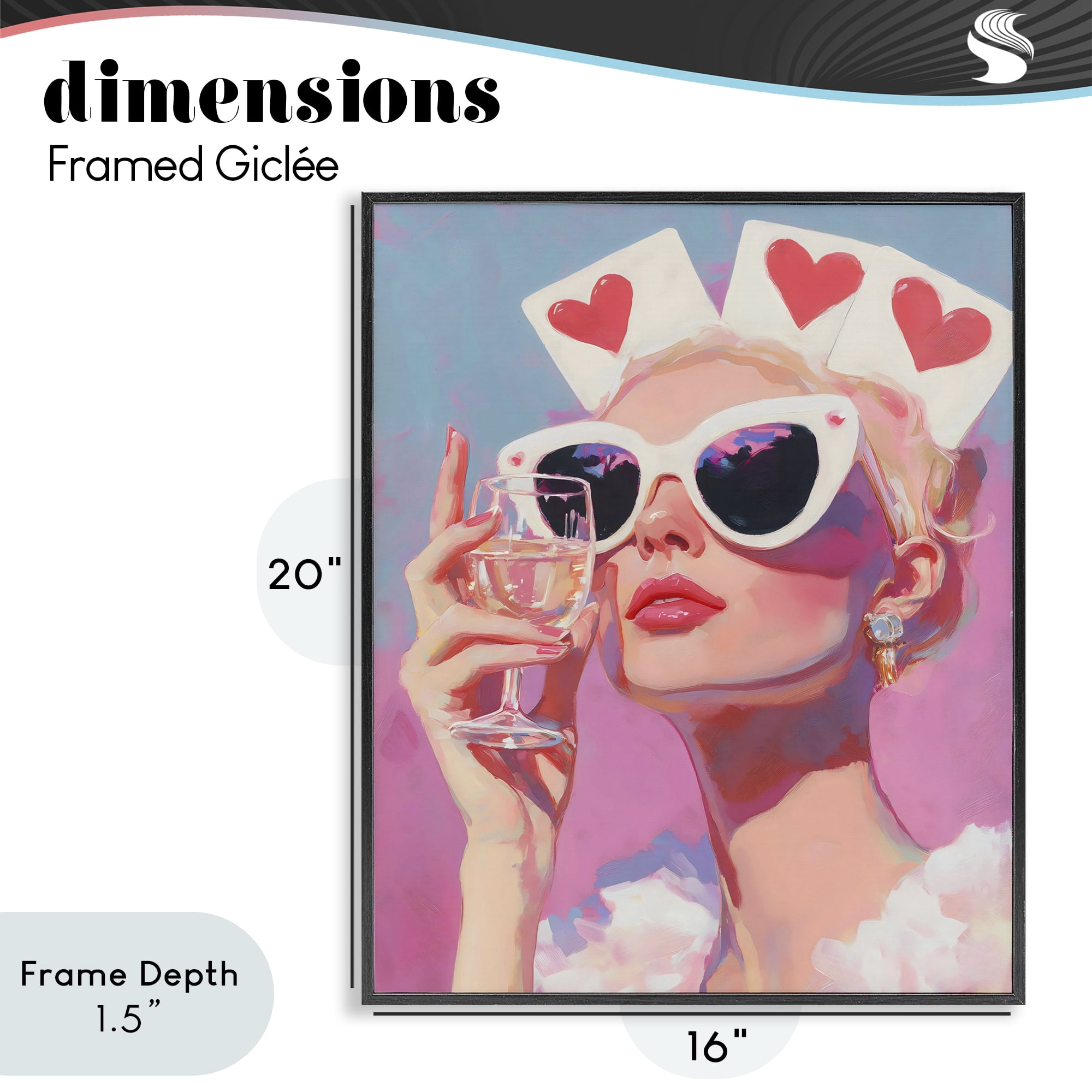 Stupell Industries Queen of Hearts Retro Glam Black Framed Giclee Art, design by The Prints Vibe