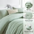 thumbnail image 4 of Davulos Queen Size Comforter Set - 3 Pieces Light Green Soft Luxury Cationic Dyeing Bedding Comforter For All Season, Breathable Lightweight Fluffy Bed Set with 1 Comforter and 2 Pillow Shams, 4 of 7