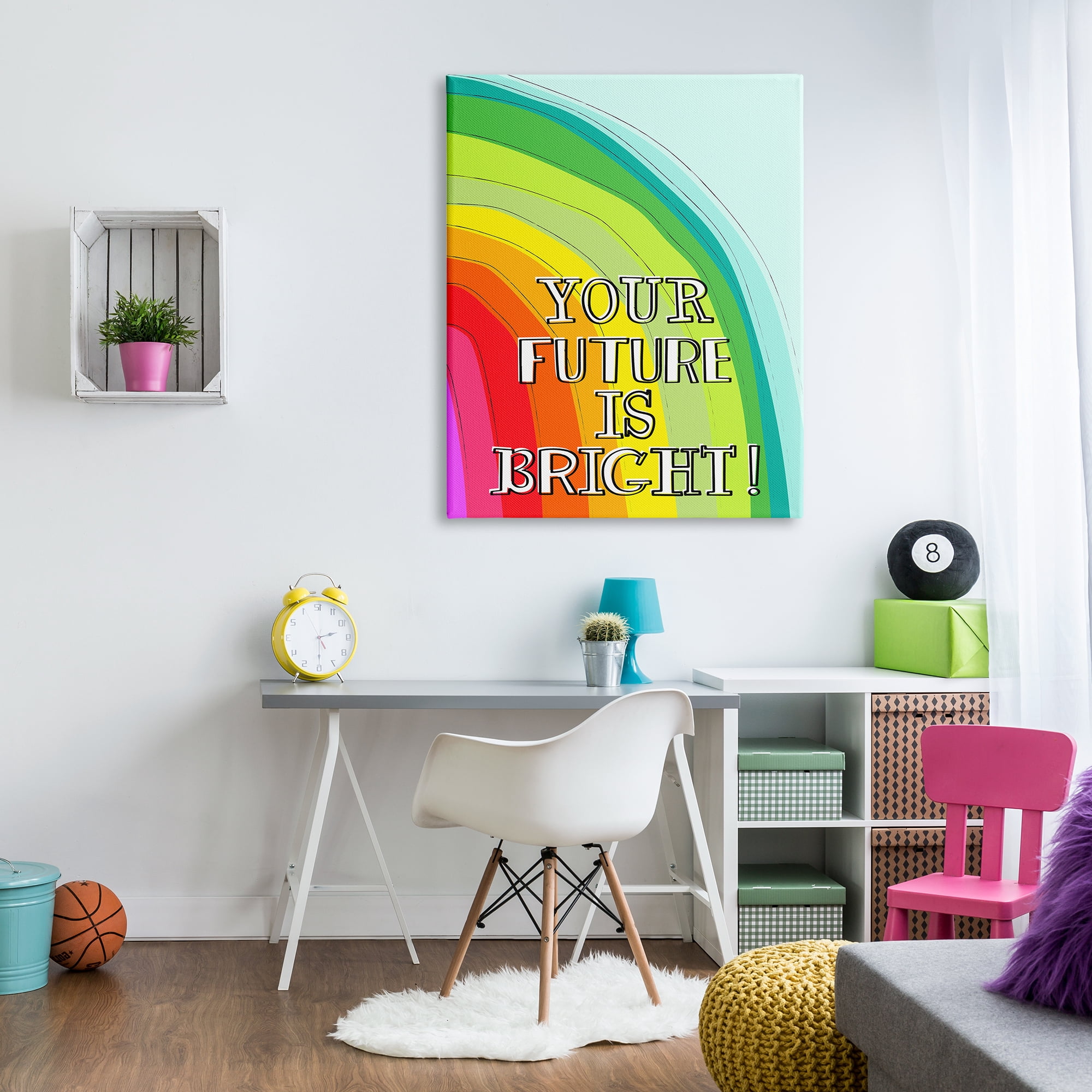 Stupell Industries Future Is Bright Phrase Inspirational Painting Gallery Wrapped Canvas Print Wall Art, 36 x 48