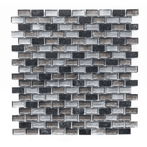 The Tile Life Victory Anthracite 0.75x1.13 Glass Brick Mosaic Tile - 1 Sheet (1 Sq. ft.)