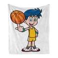 thumbnail image 1 of Sports Soft Flannel Fleece Throw Blanket, Genius Boy Rolling the Ball Athlete Professional Basketball Player Graphic Design, Cozy Plush for Indoor and Outdoor Use, 50" x 70", Multicolor, by Ambesonne, 1 of 6