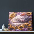 thumbnail image 3 of Lsque Warm Sunflower Sleeping Cat Print Wall Art – Decorative Picture for Living Room, Bedroom, and Office (Horizontal), 3 of 6