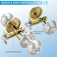 thumbnail image 5 of 4 Pack Exterior Door Lock Set, Satin Nickel Door Knob and Deadbolt Combo Set, Keyed Alike Entry Door Knobs with Lock&Keys, Round Ball Door Locksets with Deadbolt for Entrance and Front Door, 5 of 8