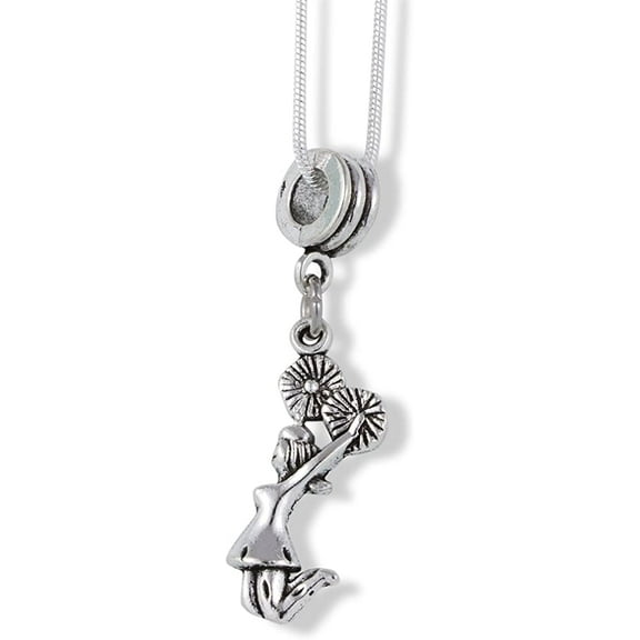 Cheerleader with Pom Poms Charm Snake Chain Necklace