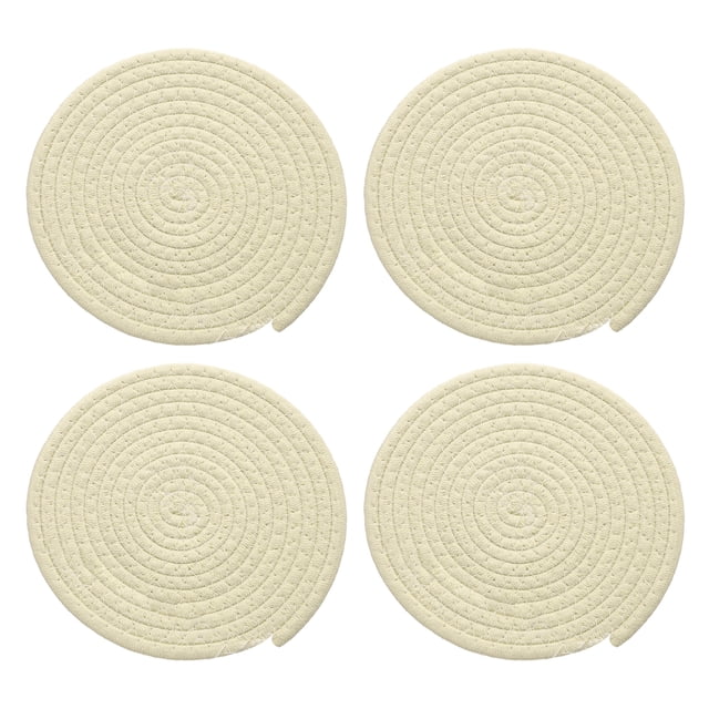 4 Pcs Manteles Individuales Redondos Trenzados, 7.9" Manteles Tejidos para Mesa de Cocina para Decoración de Granja (Beige)