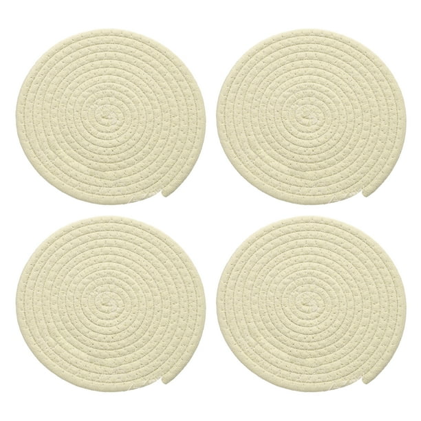 4 Pcs Manteles Individuales Redondos Trenzados, 7.9" Manteles Tejidos para Mesa de Cocina para Decoración de Granja (Beige)