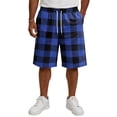thumbnail image 3 of Delconic Men Classic Buffalo Plaid Quick Dry Casual Shorts Skin Friendly Elastic Waist Deep Side Storage Pockets Short Trousers For Spring Summer Commute Walking Blue L, 3 of 5