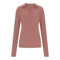 thumbnail image 5 of Maplenight Long Sleeve Thermal Shirts for Women Ribbed Knit Slim Fit Going Out Tops Basic Golf Shirts with Thumb Holes, 5 of 7
