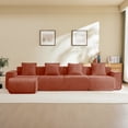thumbnail image 2 of Newest Modern L-Shape Velvet Sectional with Ottoman & Throw Pillows for Large Living Room & Family Room, Red, 2 of 18
