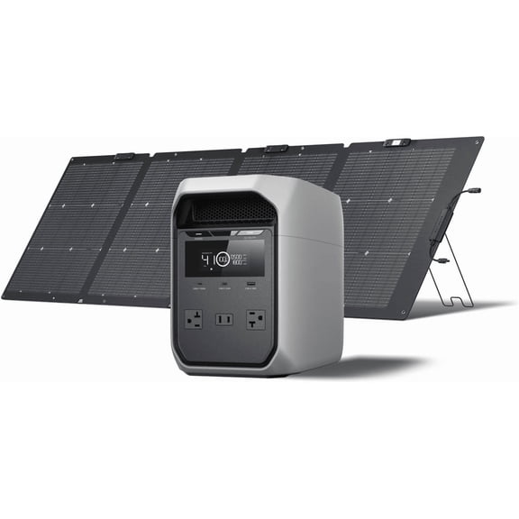 DELTA 3 Classic Portable Power Station with 220W Solar Panel, 1024Wh LiFePO4 Battery, 1800W AC Output, 3600W Surge, 2600W X-Boost, 10ms UPS, 1-Hour Fast Charge, Solar Generator for Home, Camping & RV