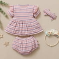 thumbnail image 5 of BLTIBYNewborn Toddler Baby Girls Summer Clothes Outfits Short Sleeve Tops Casual Shorts with Hairband Infant Clothing Baby-Girls Tank Top Shorts Set 2024 Pink 18-24 Months, 5 of 9