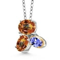 thumbnail image 2 of Gem Stone King 925 Silver and 10K Yellow Gold Ecstasy Mystic Topaz and Blue Tanzanite Pendant Necklace for Women (2.95 Cttw, Oval 8X6MM, 7X5MM and 6X4MM, Gemstone, with 18 inch Chain), 2 of 4
