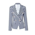 thumbnail image 1 of Veste de Costume Imprimée Rayée Street-wear à Double Boutonnage Col Cranté Ajustée Blazer Cadeau, 1 of 5