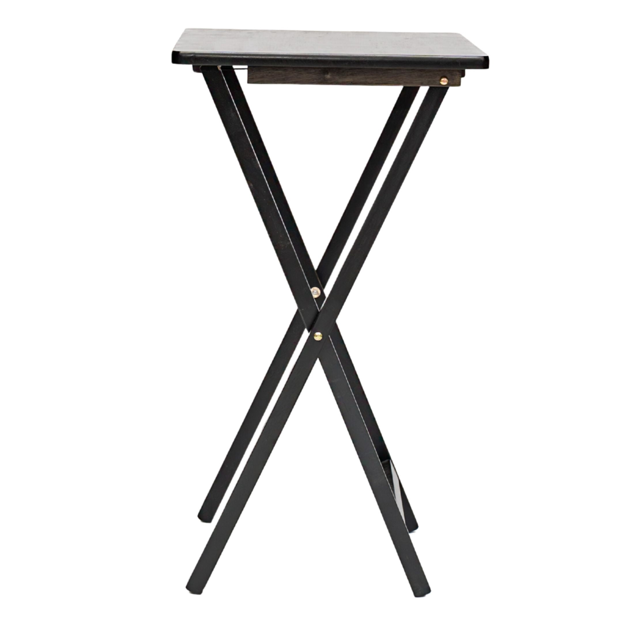(4 pack) Mainstays Solid Rubberwood Folding TV Tray Tables, Set of 2, Black