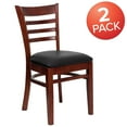 thumbnail image 3 of BizChair 2 Pack Ladder Back Mahogany Wood Restaurant Chair - Black Vinyl Seat, 3 of 8