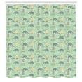 thumbnail image 2 of Ambesonne Cartoon Shower Curtain, Hedgehog Forest Herbs Art, 69"Wx84"L, Mint Green Grey Peach, 2 of 4