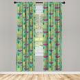 thumbnail image 3 of Ambesonne Tropical Curtains, Hand-Drawn Summer Fruits, Pair of 28"x84", Dark Peach and Hot Pink, 3 of 4