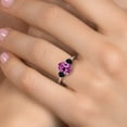 thumbnail image 4 of Gem Stone King 925 Sterling Silver Pink Created Sapphire and Black Onyx Engagement Ring for Women | 1.44 Cttw | Oval 9X7MM | Gemstone September Birthstone | Size 8, 4 of 6