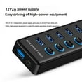 thumbnail image 5 of 7 Port USB3.2 Gen2 HUB 10Gbps USB 3.0 Hub with Individual Switch Control LED Indicator with Power Adapter US Plug, 5 of 10