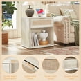 thumbnail image 4 of LELELINKY Rattan Nightstand with Charging Station, 23" Wide Boho Bedside Table with Drawer and Shelf for Bedroom, Living Room, Grey, 4 of 8