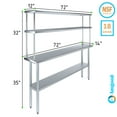 thumbnail image 3 of 72" Long x 14" Deep" Stainless Steel Work Table With 12" Wide Double Tier Overshelf | Metal Kitchen Prep Table & Shelving Combo, 3 of 9