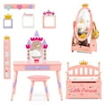 thumbnail image 1 of Gymax Ensemble de Meubles pour Chambre d'Enfants 3 Pcs Coiffeuse Miroir de Courtoisie Banc de Rangement Siège, 1 of 8
